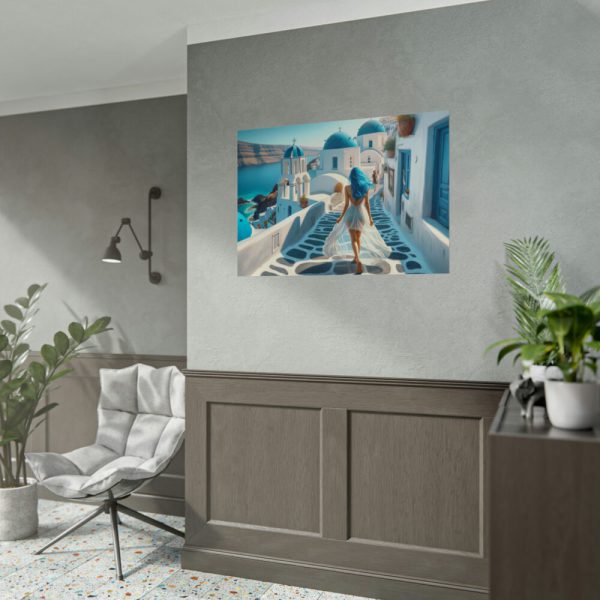 Woman With Blue Hair in Greece Poster