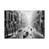 Black and White Venice Canal During Heavy Rain Poster