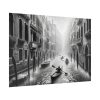 Black and White Venice Canal During Heavy Rain Poster