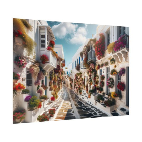 92409-622.jpg Greek Street With Flowers Poster