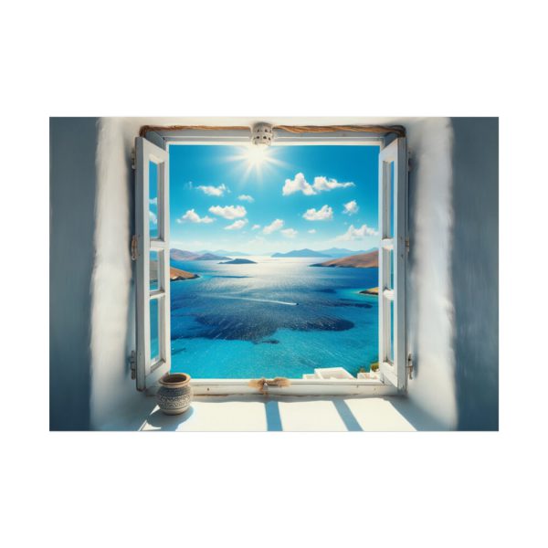 View of the Sea From the Window in Greece Poster
