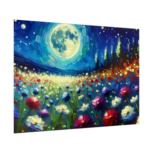 92409-667.jpg Moonlit Field of Colorful Flowers Poster