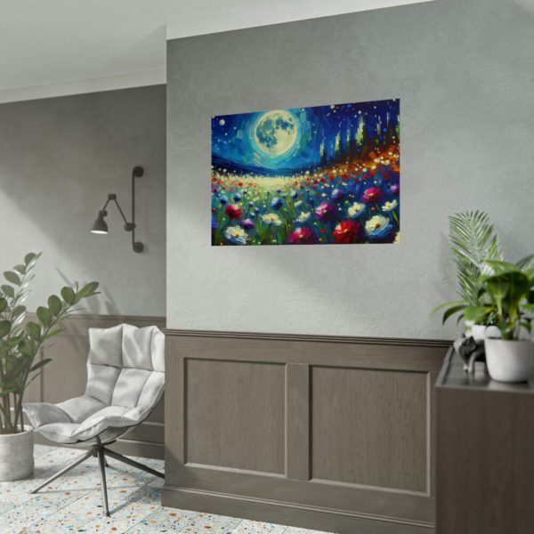 92409-669.jpg Moonlit Field of Colorful Flowers Poster
