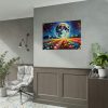 Bright Moon Over Vibrant Field of Flowers Poster