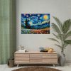 92409-678.jpg Swirling Night Sky Above Vibrant Field of Flowers Poster