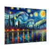 92409-697.jpg City Skyline at Night With Vibrant Swirling Colors Poster