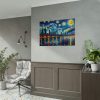 92409-699.jpg City Skyline at Night With Vibrant Swirling Colors Poster