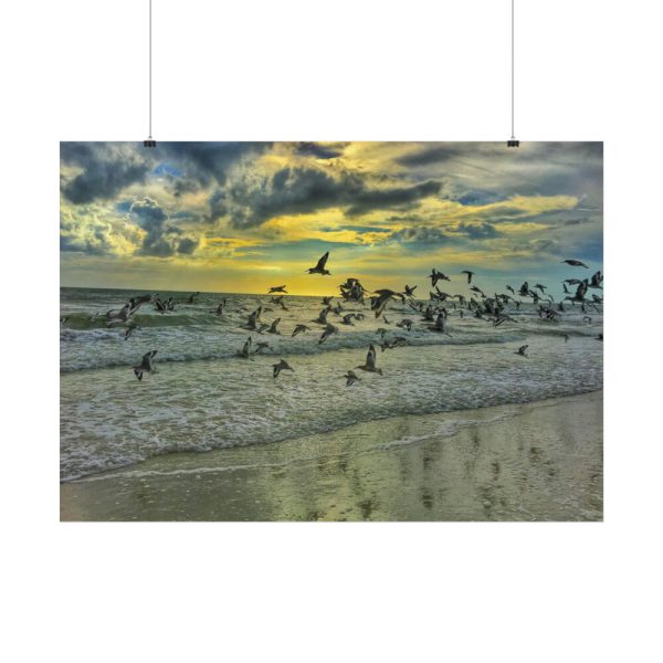 92409-81.jpg Convey of Birds are Flying Duing Sunset Poster