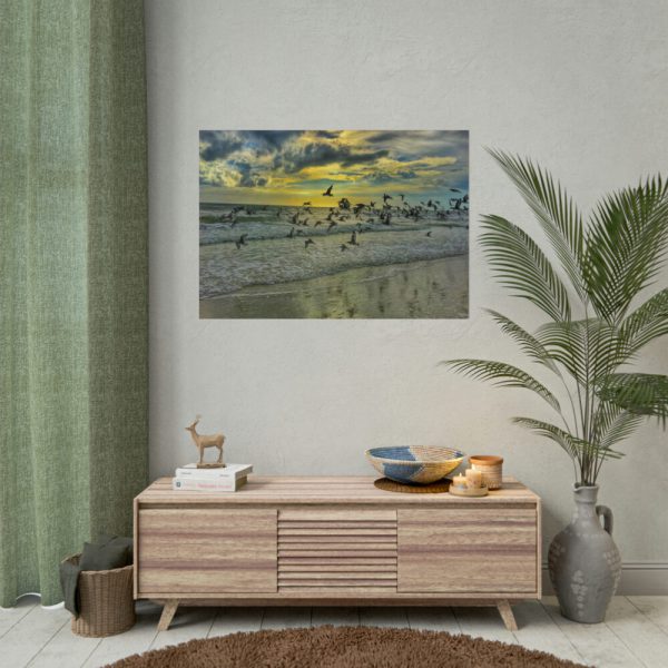 92409-83.jpg Convey of Birds are Flying Duing Sunset Poster