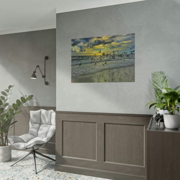92409-84.jpg Convey of Birds are Flying Duing Sunset Poster