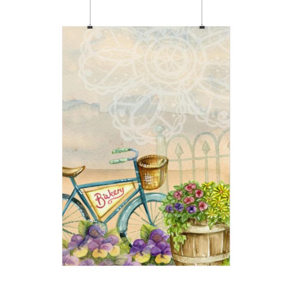 Bicycle With Violet Plot Flowers Poster