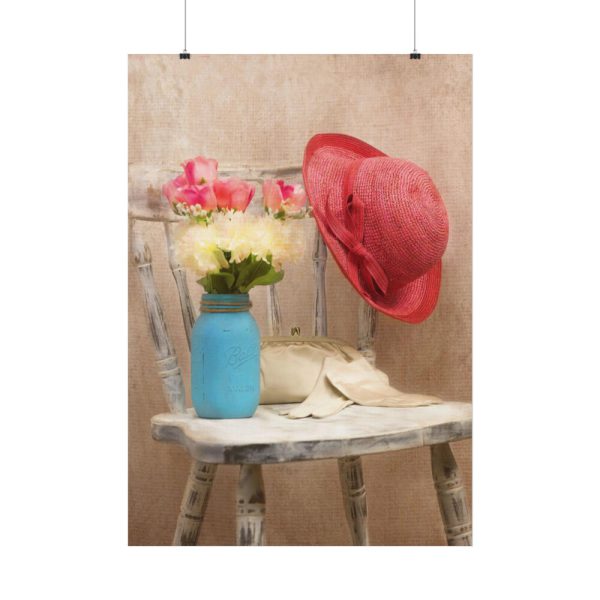 92410-201.jpg Vintage Hat and Flowers Poster