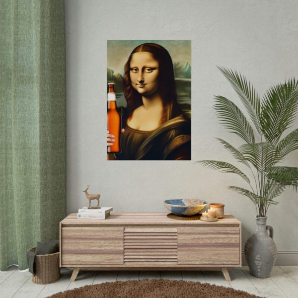 92410-248.jpg Mona Lisa Holding Beer Poster