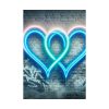 Two Interlocking Neon Hearts in a Graffiti Style Poster