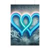 Two Interlocking Neon Hearts in a Graffiti Style Poster