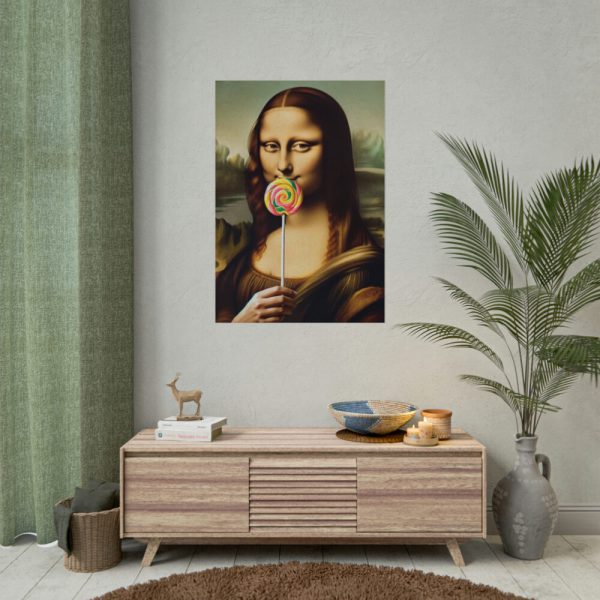 92410-322.jpg Mona Lisa with a Colorful Lollipop Poster