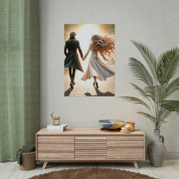 Couple Holding Hands on a Sunny Day Poster
