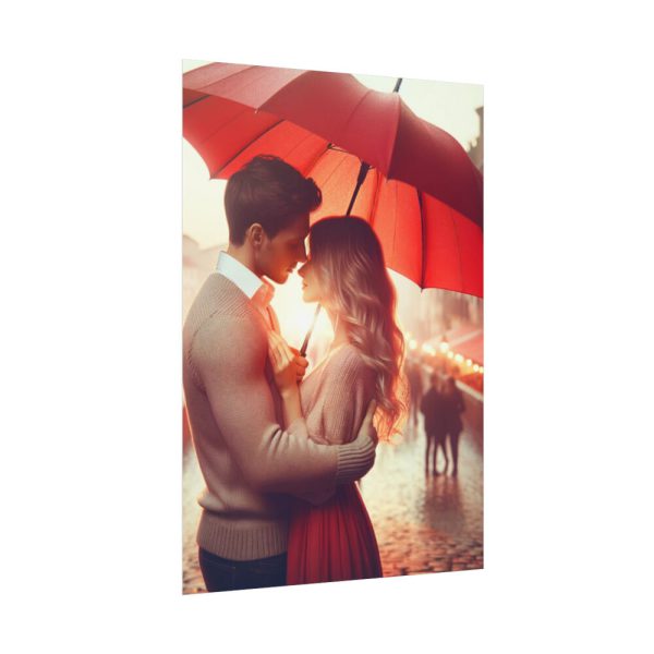 92410-351.jpg Couple Embracing Under Red Umbrella Poster