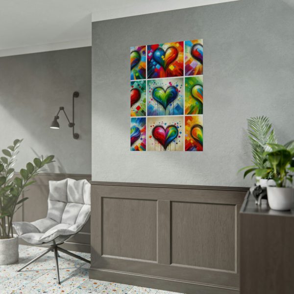 Nine Colorful Painted Hearts Poster
