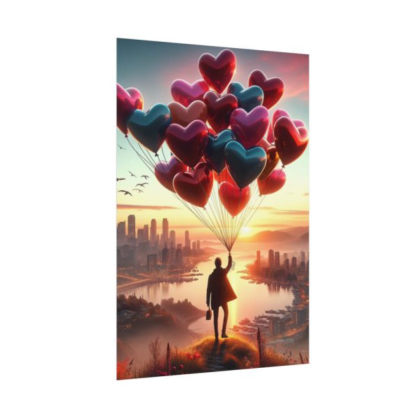 Man With Heart-Shaped Balloon Adventure Poster