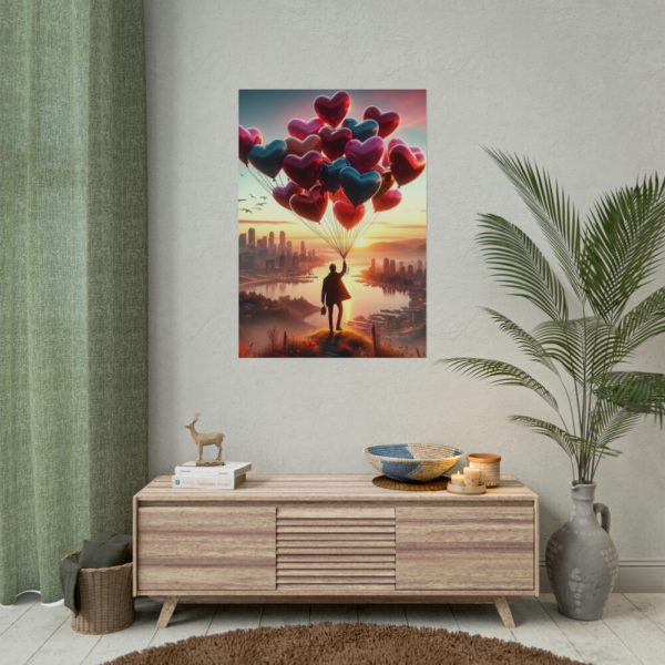 Man With Heart-Shaped Balloon Adventure Poster
