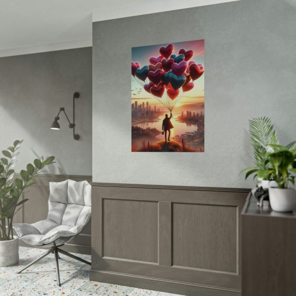 Man With Heart-Shaped Balloon Adventure Poster