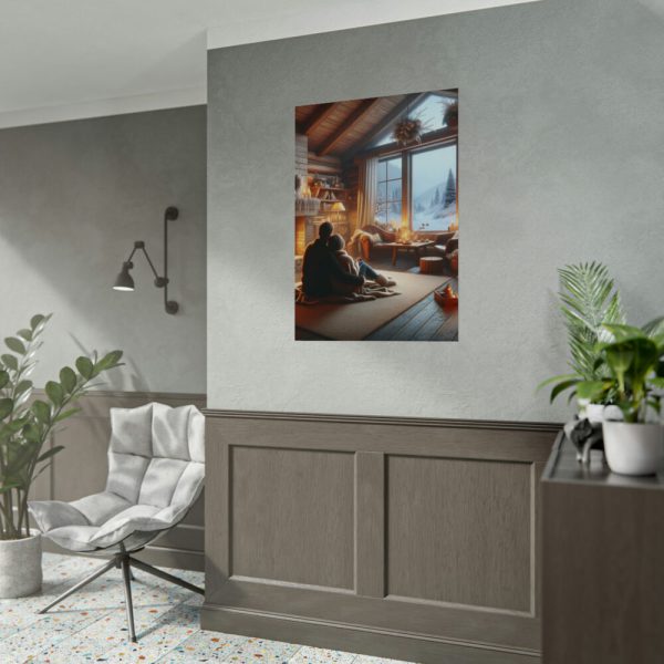 Couple in a Romantic Winter Cabin Poster