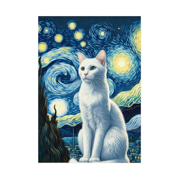 92410-439.jpg White Cat Sitting and Looking Forward Poster