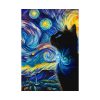 92410-444.jpg Cat Looking up at Swirling Night Sky Poster