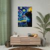 92410-447.jpg Cat Looking up at Swirling Night Sky Poster