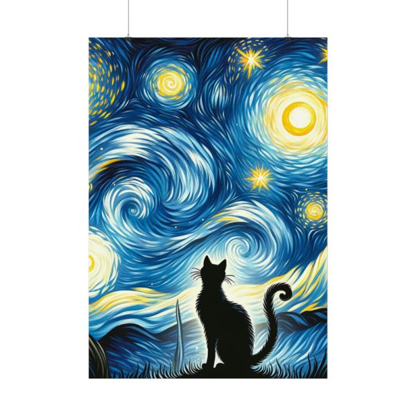 92410-455.jpg Black Cat Silhouetted Against a Night Sky Poster