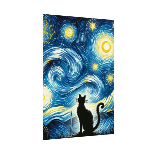92410-456.jpg Black Cat Silhouetted Against a Night Sky Poster