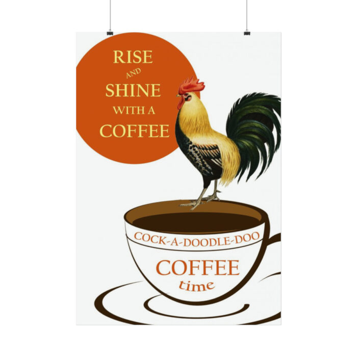 Coffee Cup Rooster Retro Poster - Image 2