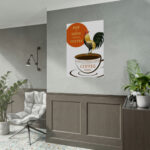 Coffee Cup Rooster Retro Poster - Image 5