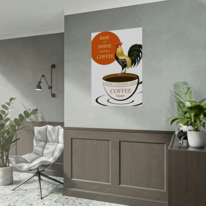 Coffee Cup Rooster Retro Poster - Image 5