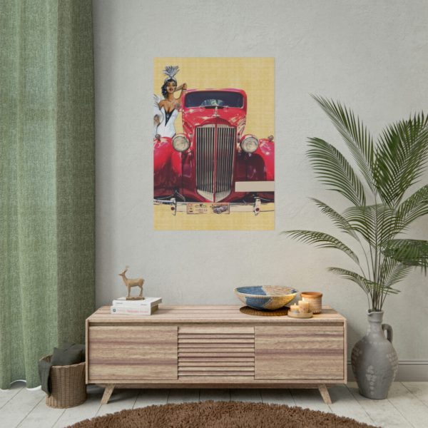 92411-123.jpg Car And Woman Vintage Poster