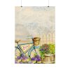 Bicycle With Violet Plot Flowers Poster