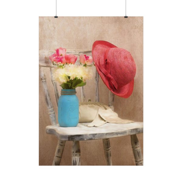 92411-201.jpg Vintage Hat and Flowers Poster