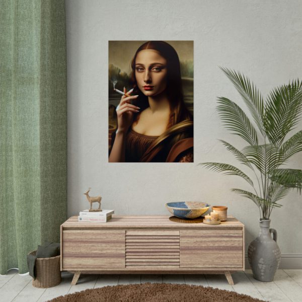 92411-268.jpg Young Girl like Mona Lisa Casually Smoking Cigarette Poster
