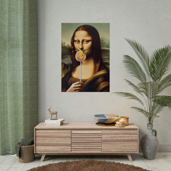 92411-323.jpg Mona Lisa with a Colorful Lollipop Poster