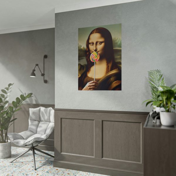 92411-324.jpg Mona Lisa with a Colorful Lollipop Poster