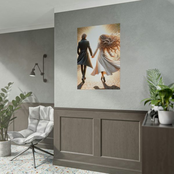 Couple Holding Hands on a Sunny Day Poster
