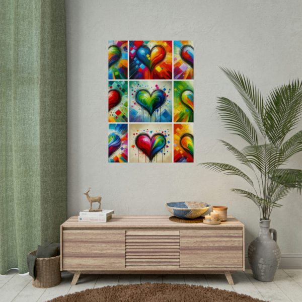 Nine Colorful Painted Hearts Poster