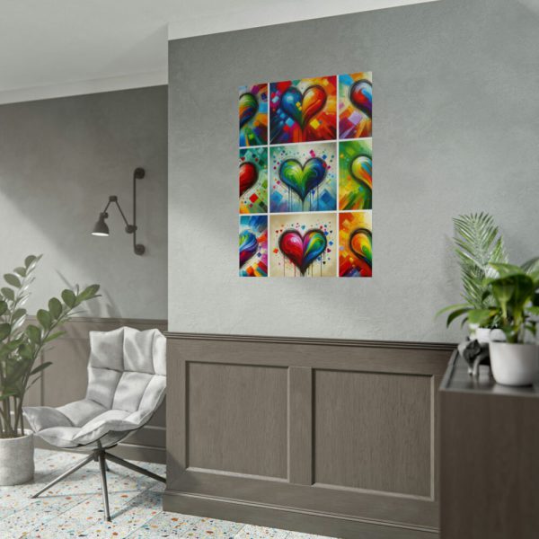 Nine Colorful Painted Hearts Poster