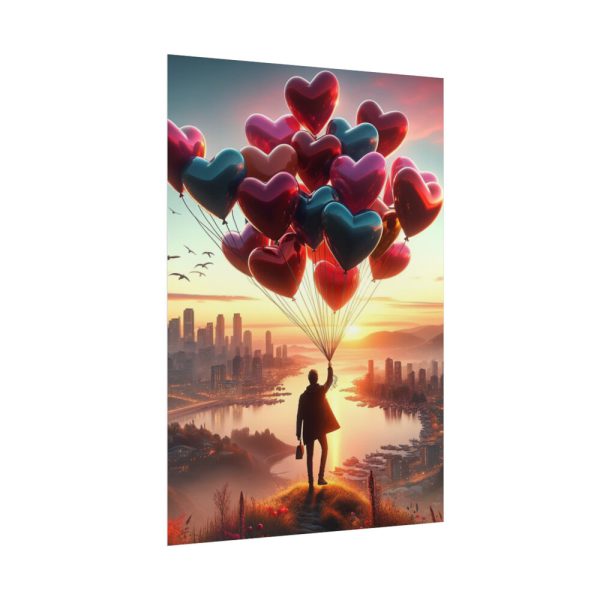 Man With Heart-Shaped Balloon Adventure Poster