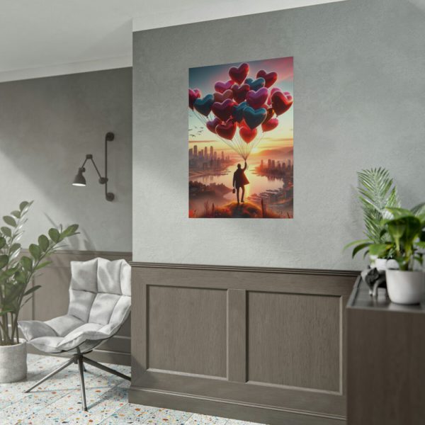 Man With Heart-Shaped Balloon Adventure Poster