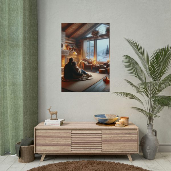 Couple in a Romantic Winter Cabin Poster