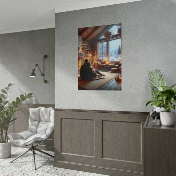 Couple in a Romantic Winter Cabin Poster