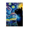 92411-446.jpg Cat Looking up at Swirling Night Sky Poster