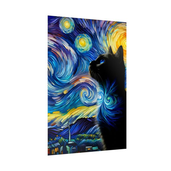 92411-447.jpg Cat Looking up at Swirling Night Sky Poster